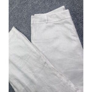J. Peterman Pants Women's 14 Wide-Leg 100% Linen White Beach